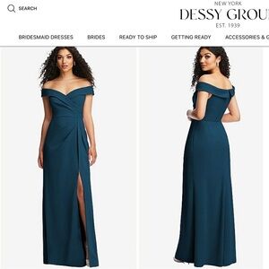 After Six Cuffed Off The Shoulder Pleated Faux Wrap Maxi Dress Atlantic Blue 8